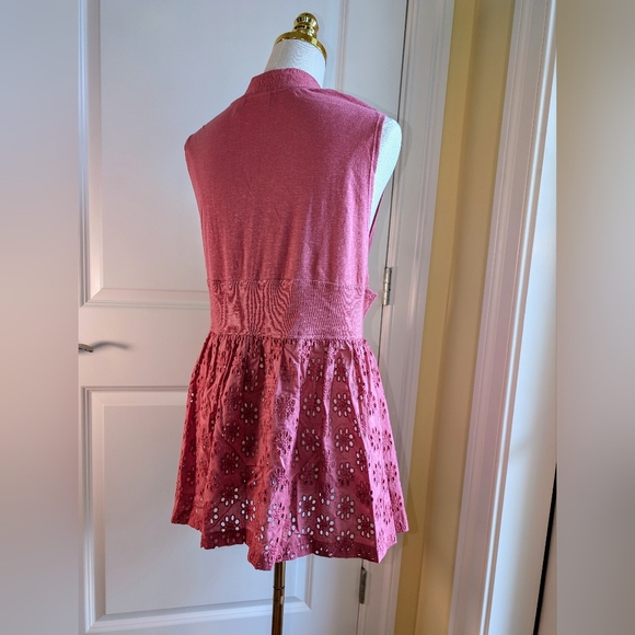 Logo by Lori Goldstein Open Front 100% Cotton Slub Knit/Eyelet Vest Salmon NWOT - Picture 5 of 9